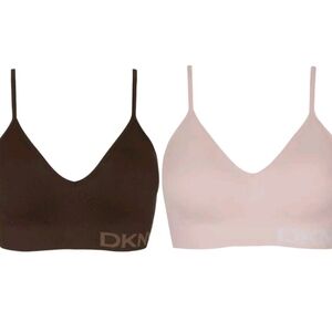 DKNY Seamless Bralette Duo - Brown and Pink